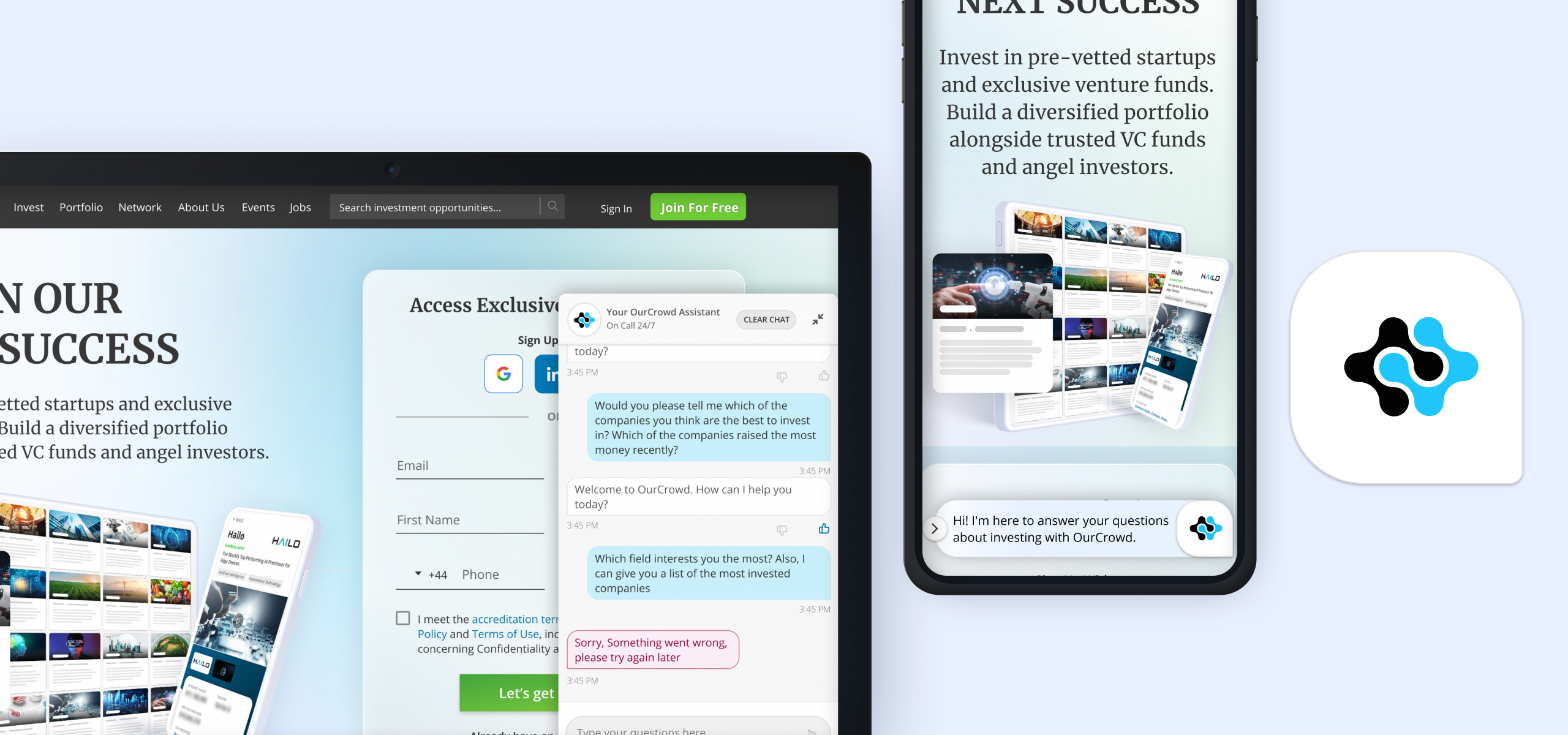 OurCrowd AI chatbot design