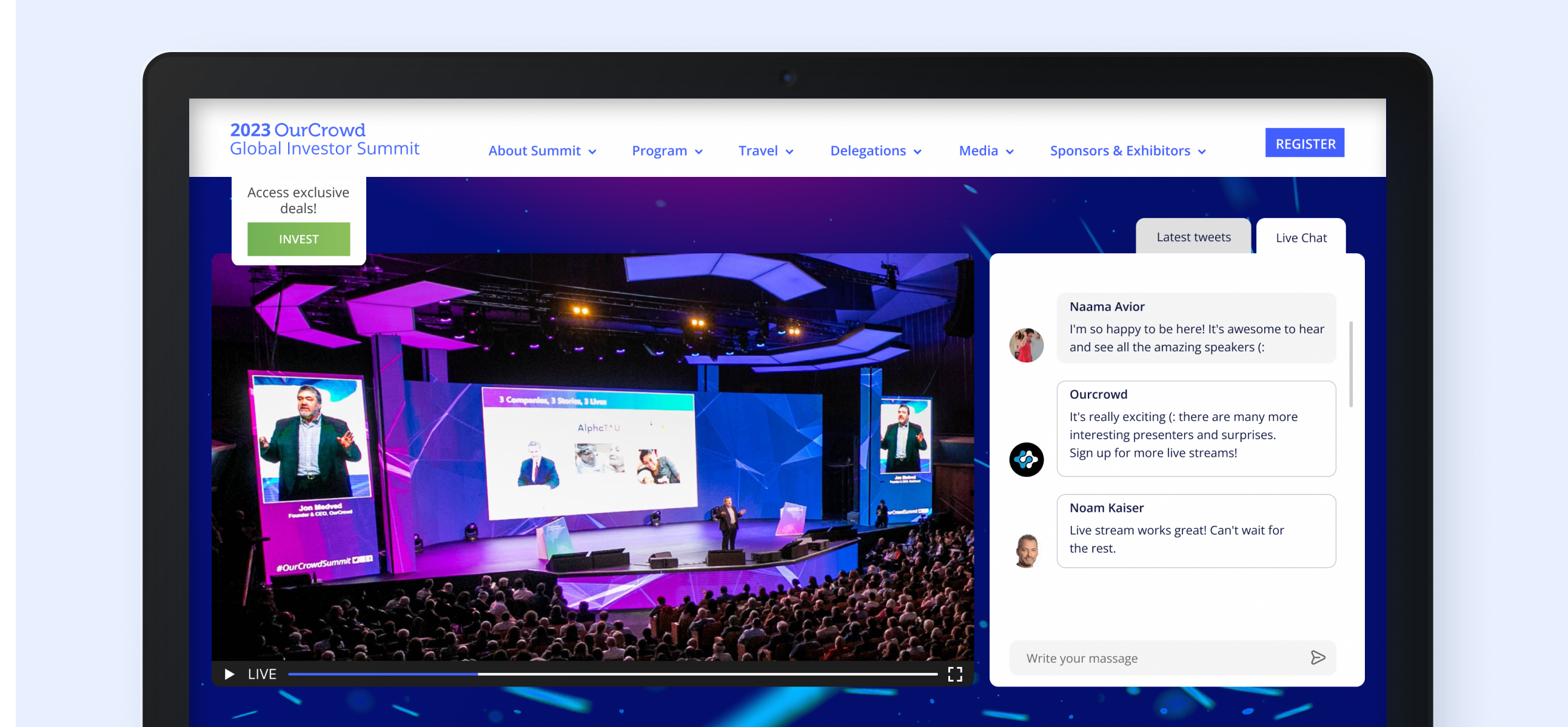 OurCrowd Summit live streaming platform