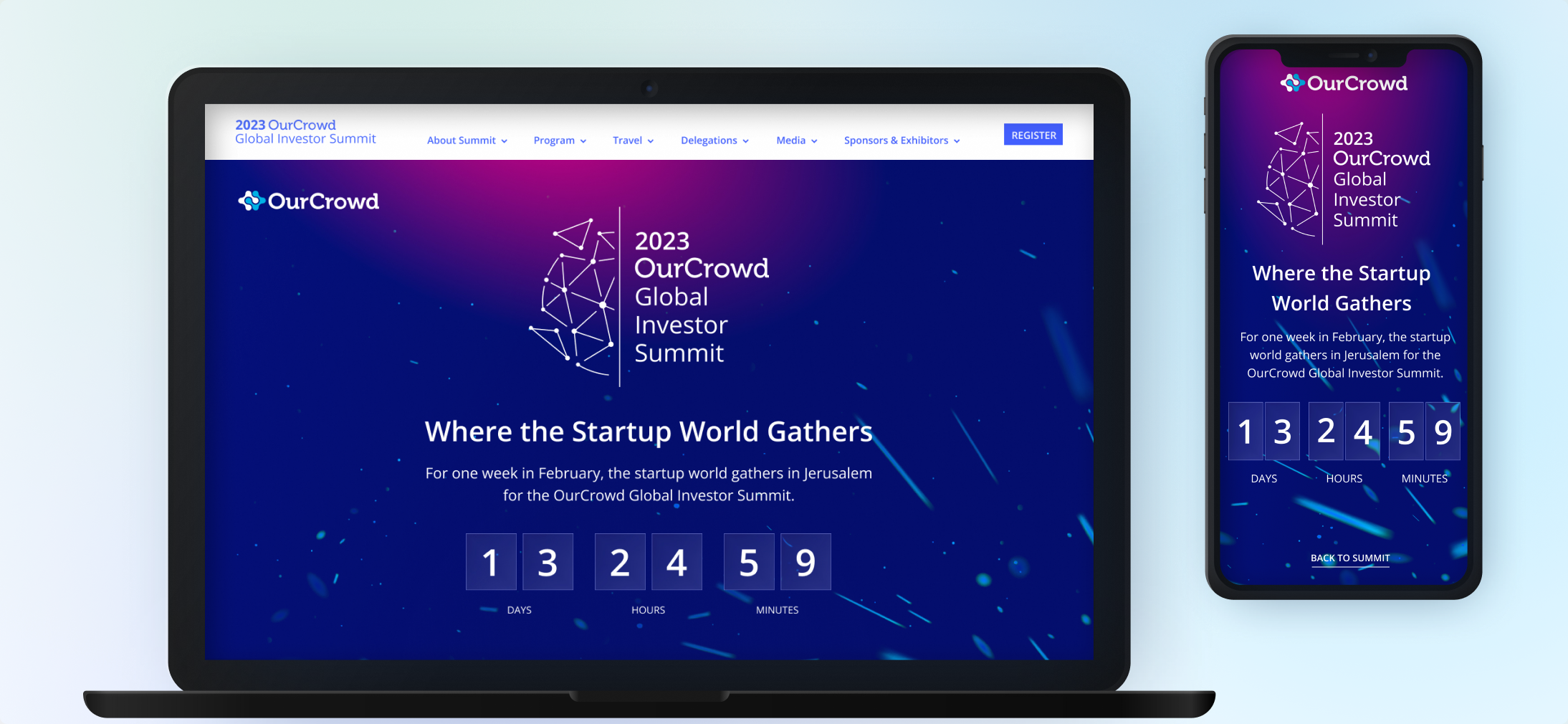 OurCrowd Summit countdown teaser across desktop and mobile